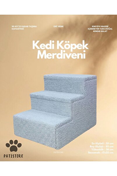 PATİSTORE Gri Kedi Köpek Basamağı - Eklem Dostu Yatak Koltuk Çıkma Merdiveni ...
