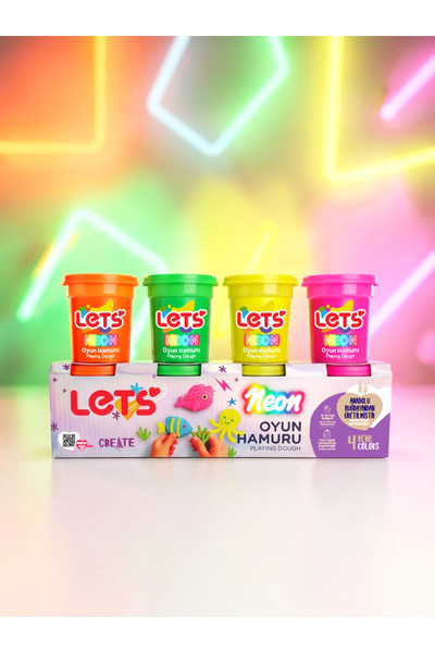 Lets 4 Renk Neon Oyun Hamuru 440g