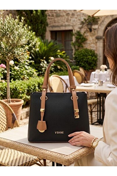 VİCTORİA SHİNE حقيبة يد وكتف متوسطة الحجم بتفاصيل مفصلة 3059