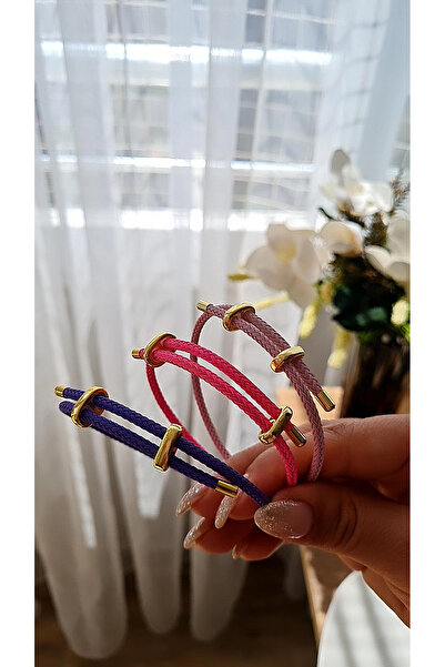 FASHİON JEWELRY Renkli İp Detaylı Ayarlanabilir Gold Bileklik