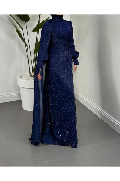 MERVE TESETTÜR Βραδινό φόρεμα με πέτρες και μανδύα