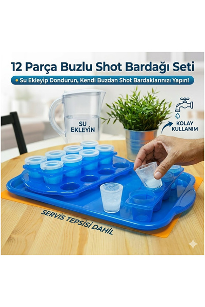 özgürce 12'li Dekoratif Buz Shot Bardak Seti, Kendin Tasarla, Serinlik Keyfi
