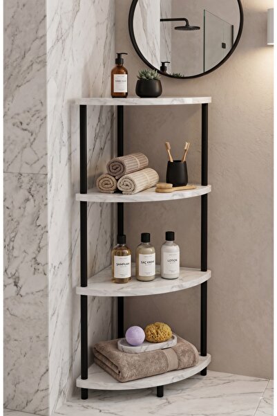 MOONCAPELLA 4 Raflı Çevir Tak Köşe Dolabı Banyo Rafı Banyo Dolabı Mutfak Rafı...
