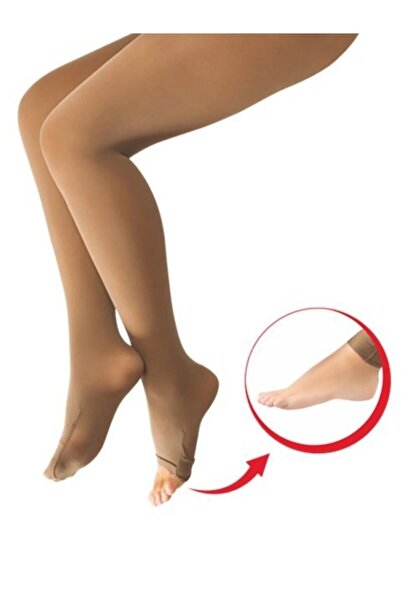 Dore Çorap Women's Plus Size Skin Color Open Toe Pantyhose for Ablution