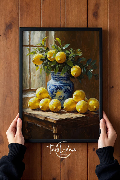 tablodea Εικόνα κουζίνας με μοτίβο λεμονιού σε vintage κεραμικό βάζο TD Εικόν...