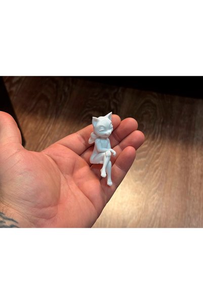 The Plasti Cute Monitor Cat - Decorative Figure for the Top of the Monitor - 3D Printed Ornament