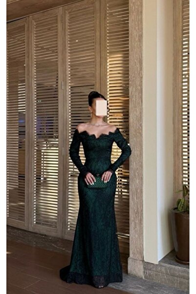 111111 فستان الدانتيل الزيتي