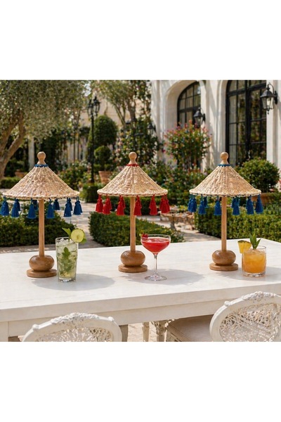 Marrone 3 Adet Kaliteli Rattan Bali Şemsiyesi Otel Restoran Kafe Sunumlukları
