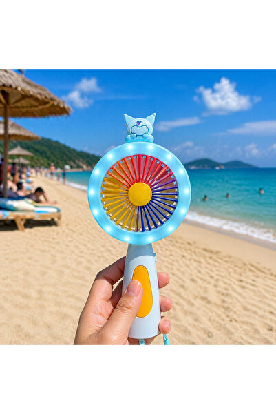 Kuzey Tacı Sanrio Figürlü & Halka LED Işıklı Mini El Vantilatörü| USB Şarjlı ...