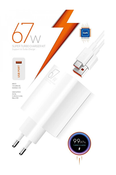 jetucuzal M67S Set Süper Turbo 67W Hızlı Şarj Adaptörü Gan Teknoloji USB Şarj...