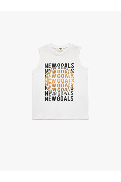 Koton Printed White Boys' Sleeveless T-Shirt 6Skb30009Tk