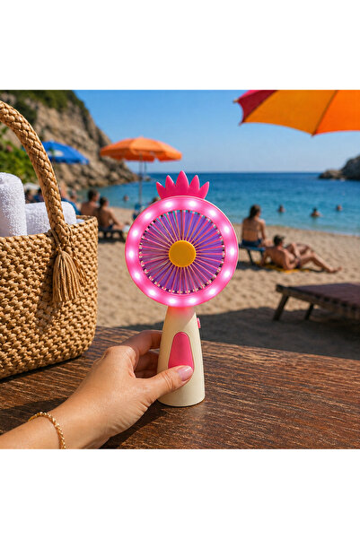 Kuzey Tacı Çiçek Tasarımlı Dekoratif Mini Vantilatör USB Şarjlı | Masaüstü ve...