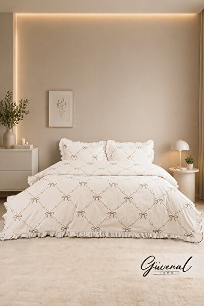 Güvenal Σετ Παπλωματοθήκη Queen Frilly Διπλό 100% Βαμβακερό Ranforce |   Κάλυ...