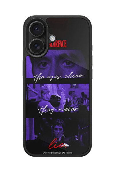 SCALETA CASE iPhone 16 Uyumlu Scarface Tony Montana Tasarımlı Glossy Mat Siya...