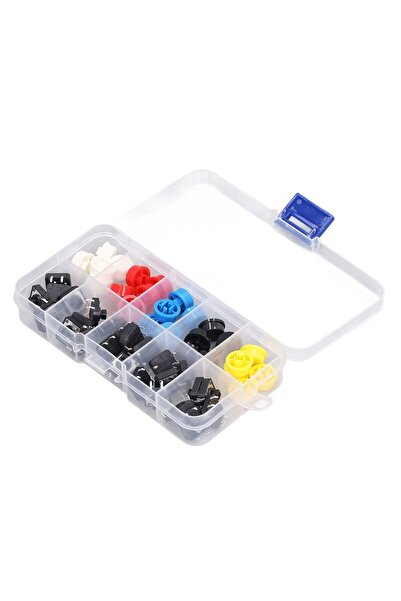 Devre Dünyası 25 Adet Push Buton ve Renkli Kapak Seti Kutulu 12x12x7.3mm Buton