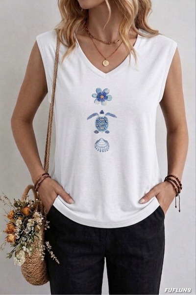 FUFLUNS ΓΥΝΑΙΚΕΙΟ ΑΜΑΝΙΚΟ ΜΠΛΟΥΖΑΚΙ OVERSIZE ΜΕ ΣΤΑΜΠΑ ΛΟΥΛΟΥΔΙΑ ΣΤΡΕΙΔΙΩΝ