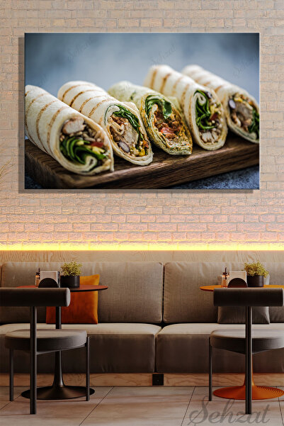Şehzat Yatay Tekli Kanvas Duvar Tablosu Modern Lokanta Kafe Restoran Mutfak Y...