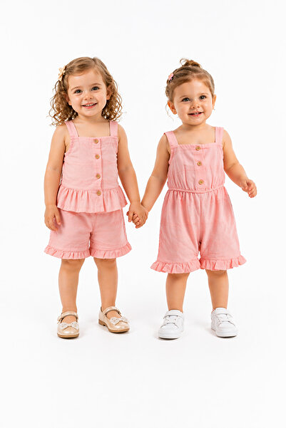 Harika KIDS Baby Girl Linen Fabric Top and Bottom Set - Linen Fabric Jumpsuit...