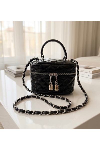 KIRASE Τσάντα μακιγιάζ με καπιτονέ σχέδιο σε μορφή μίνι τσάντα νεσεσέρ και τσ...