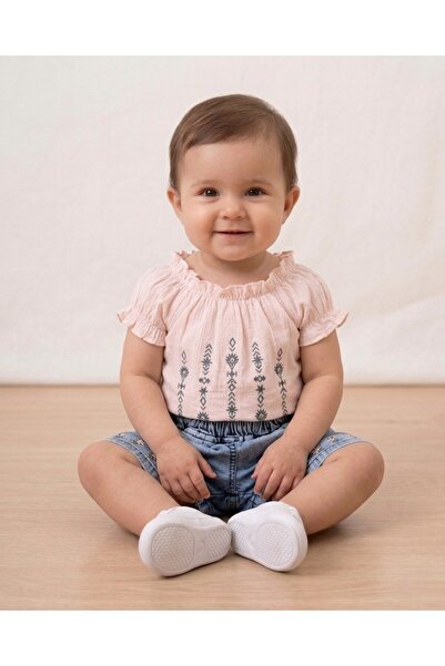 voyyo kids baby طقم صيفي للفتيات الصغيرات مكون من قطعتين: شورت جينز وتي شيرت ...