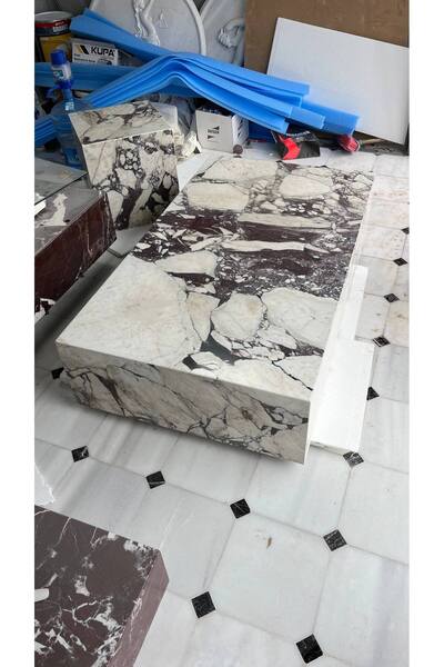 adomarmarblehandmadeandluxury Menekşe Küp Orta Sehpa