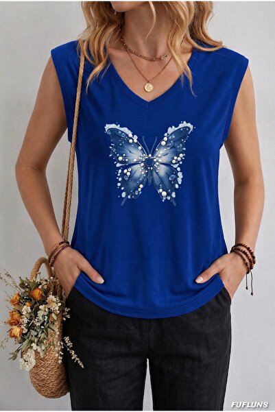 FUFLUNS ΓΥΝΑΙΚΕΙΟ ΑΜΑΝΙΚΟ ΜΠΛΟΥΖΑΚΙ OVERSIZE ΜΕ ΣΧΕΔΙΑ ΚΑΙ ΣΤΑΜΠΑ ΠΕΤΑΛΟΥΔΑΣ