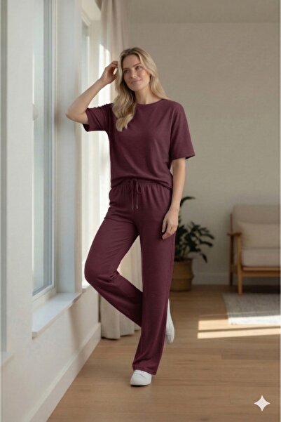hies Zero Collar 2-Piece Top and Bottom Set - Burgundy