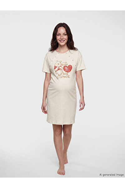 LC Waikiki YK PLUS Νυχτικό εγκυμοσύνης με στάμπα Winnie the Pooh