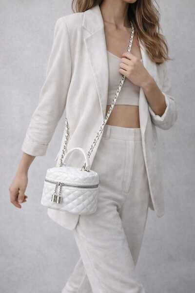 KIRASE Τσάντα μακιγιάζ με καπιτονέ σχέδιο σε μορφή μίνι τσάντα νεσεσέρ και τσ...