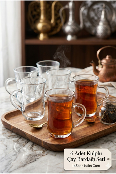 Selenica Kulplu çay bardağı(kalın cam)