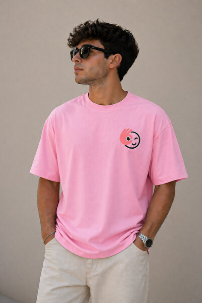 ArtYus Minimal Emoji Sign Printed Unisex Oversize T-Shirt – Cotton Crew Neck ...