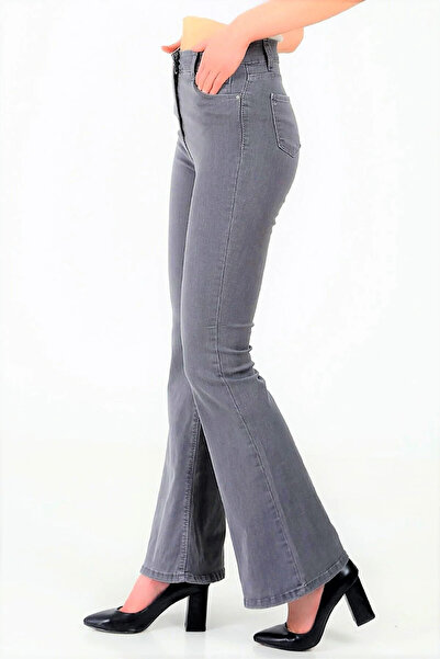 Lixera Cios Γκρι Λύκρα Παντελόνι Ισπανικού Τζιν με Ψηλή Μέση