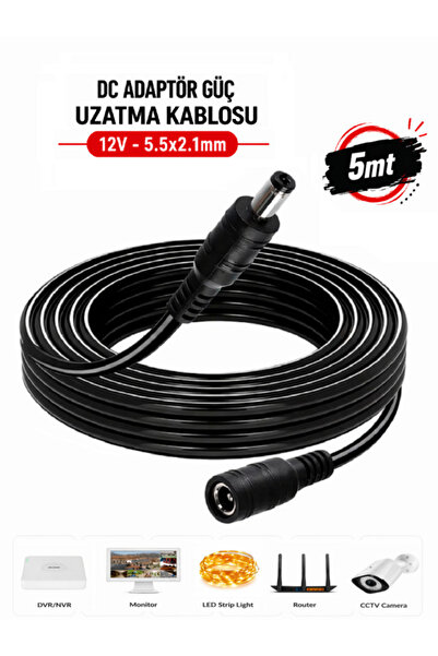 Vwin 12V DC Adaptör Power Güç Uzatma Kablosu Kamera Şerit LED Monitör Dvr Nvr...