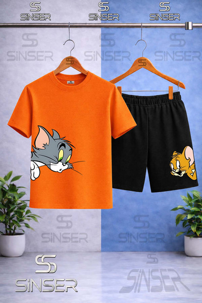 SS SİNSER Παιδικό μπλουζάκι με στάμπα CAT MOUSE TM JRY KAFALAR YANDA με λαιμό...