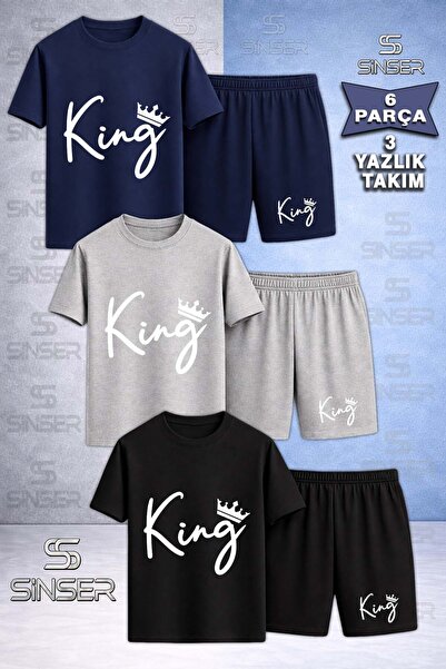 SS SİNSER Children's Thin King Handwritten g Tacli White Printed Crew Neck 3-...