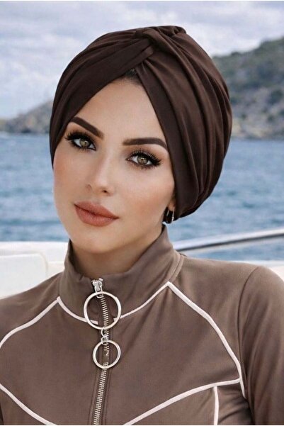Aişe tesettür Acı Kahve Burgu Model Ready Sea - Καπέλο Πισίνας