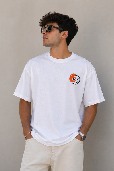 ArtYus Μπλουζάκι Unisex Oversize με εμπριμέ σήμα Emoji – Βαμβακερό T-Shirt με...