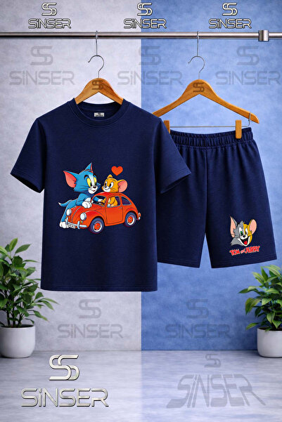 SS SİNSER Παιδικό T-Shirt με στάμπα CAT MOUSE TM JRY IN CAR HEART - Σετ σορτς