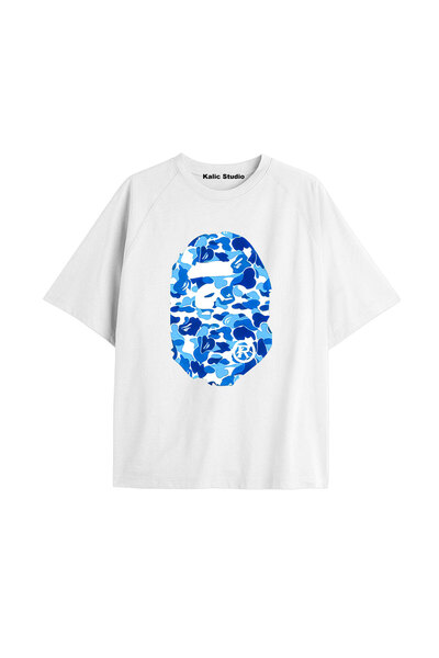 Kalic Studio Μπλουζάκι oversize με σχέδιο μαϊμού, λευκό