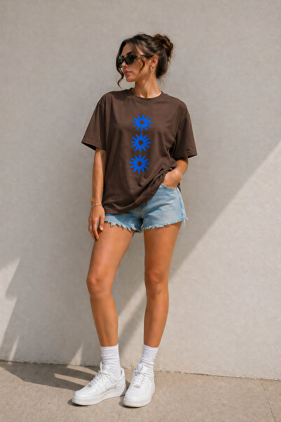 ArtYus Μπλουζάκι Unisex Oversize με στάμπα Star Three Flowers – Βαμβακερό T-S...