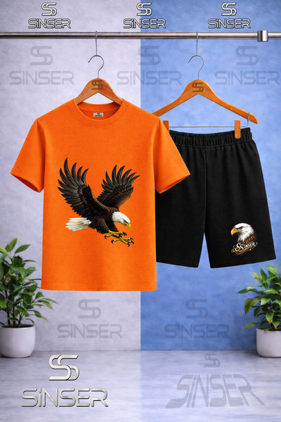 SS SİNSER Παιδικό T-Shirt με στάμπα EAGLE COLORFUL ATTACK - Σετ σορτς