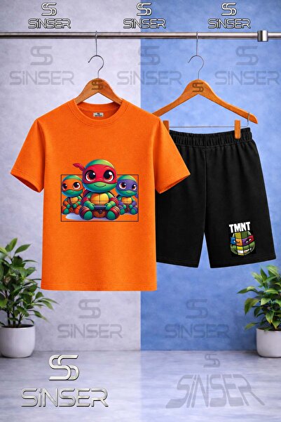 SS SİNSER تي شيرت للأطفال بطبعة NINJA KAPLUMBAGA 3LU SQUARE IN THE SQUARE برق...