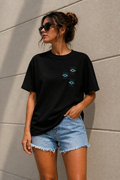 ArtYus Μπλουζάκι Üç Göz Minimal Printed Unisex Oversize – Βαμβακερό T-Shirt μ...