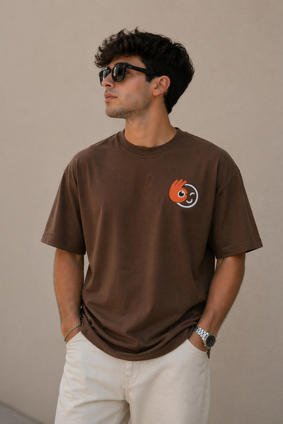 ArtYus Μπλουζάκι Unisex Oversize με εμπριμέ σήμα Emoji – Βαμβακερό T-Shirt με...