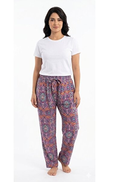 EYFERA Ethnic Pattern Viscose Pajamas with Elastic Waist
