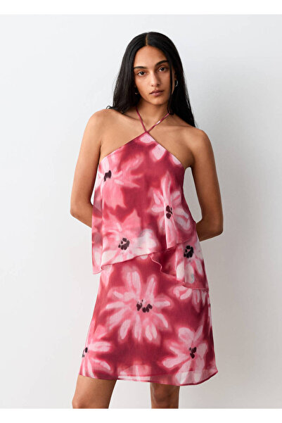 Mango Teen Çiçek desenli halter yaka elbise