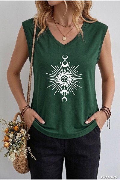 FUFLUNS ΓΥΝΑΙΚΕΙΟ ΑΜΑΝΙΚΟ ΜΠΛΟΥΖΑΚΙ OVERSIZE ΜΕ ΣΤΑΜΠΑ ΉΛΙΟΥ ΚΑΙ ΦΕΓΓΑΡΙΩΝ