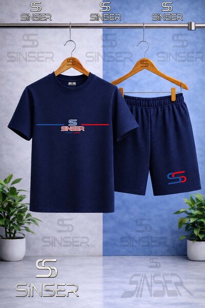 SS SİNSER Children's Printed Crew Neck T-Shirt with Side Single Line and Bott...