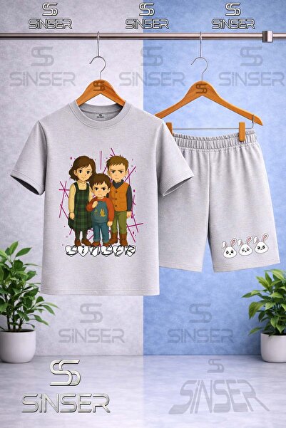 SS SİNSER Children's Sinser Heart Printed Crew Neck T-Shirt - Shorts Set