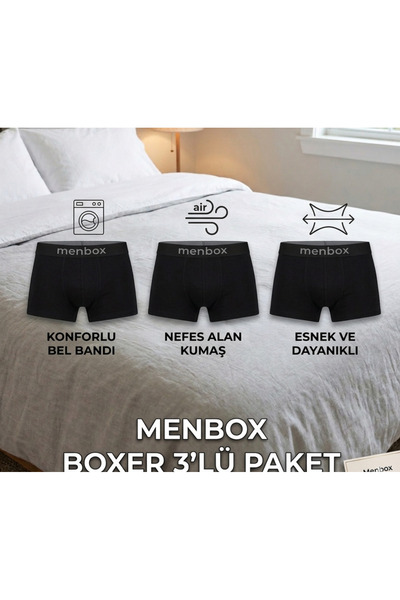 Shine Elagance Black 3-Pack Solid Color Cotton Lycra Men's Boxer